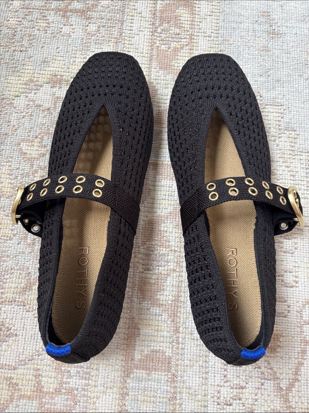 Rothy’s Black Mary Jane Flats Knit Mesh Adjustable Strap Women’s 7.5 - Picture 6 of 8